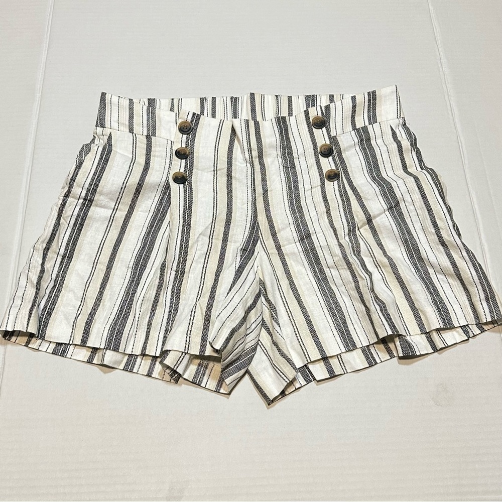 Soho Apparel Boho Striped Linen Blend Shorts Size Large